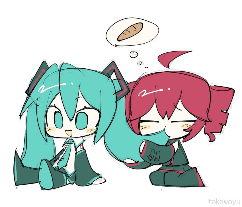 hatsune miku and kasane teto (vocaloid and 1 more) drawn by takawoyu