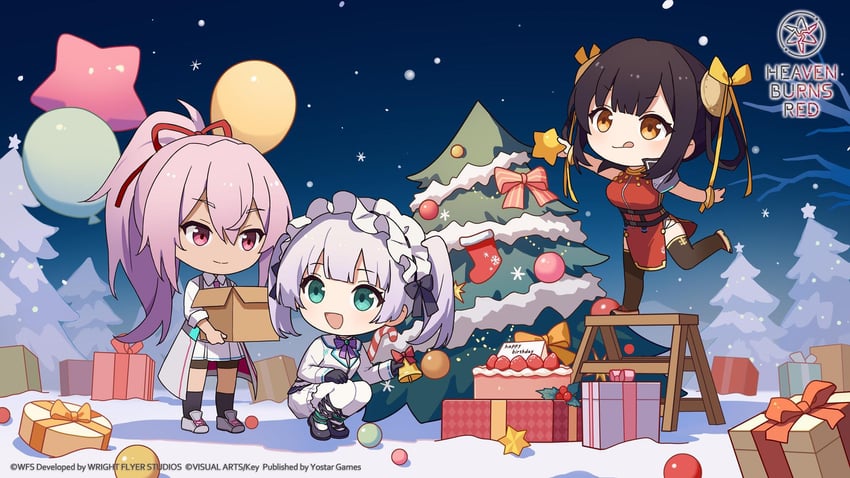 tsukishiro monaka, li yingxia, and sugawara chie (heaven burns red and 1 more)