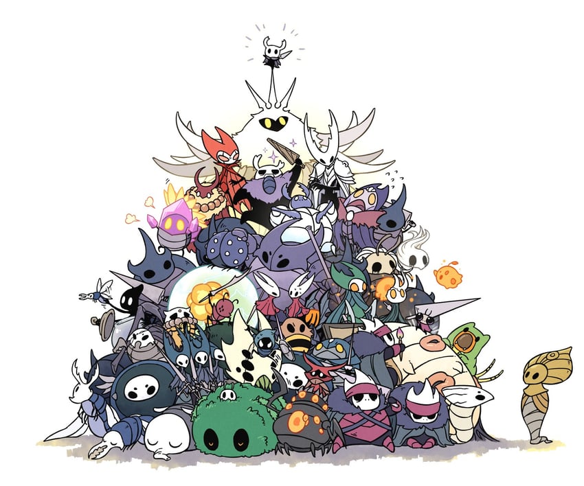 knight, hornet, broken vessel, grimm, radiance, and 31 more (hollow knight) drawn by fuifui