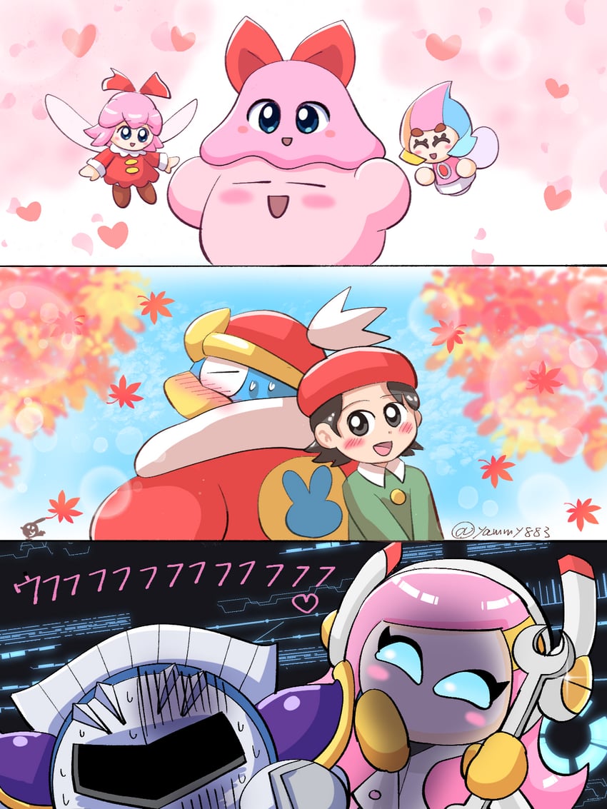 kirby, meta knight, king dedede, adeleine, ribbon, and 3 more (kirby) drawn by yamy_(iseki_no_kusamura)