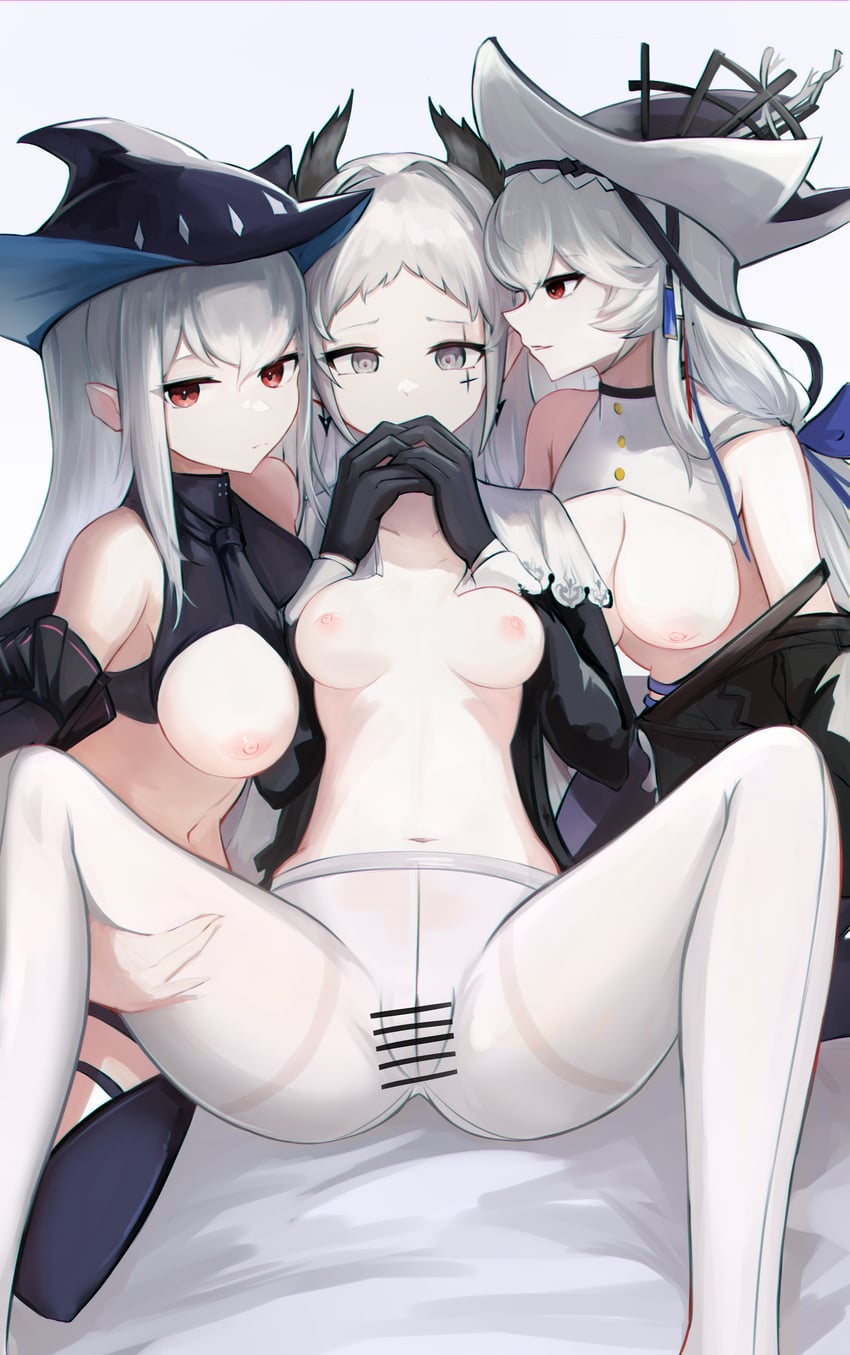skadi, specter, irene, and specter the unchained (arknights) drawn by mizuhashi_parusui