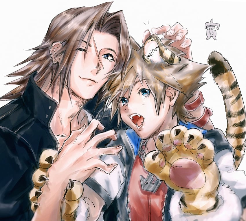 sora and squall leonhart (kingdom hearts and 1 more) drawn by soo_(sr00a2ht)