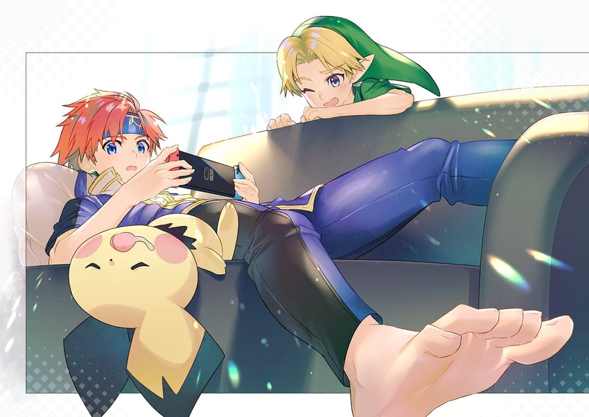 link, pichu, young link, and roy (pokemon and 3 more) drawn by yuki_(yuki2061)
