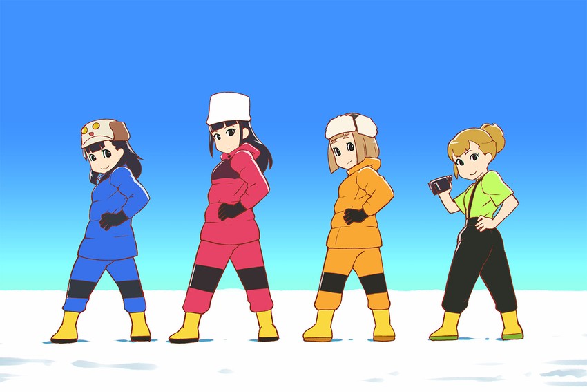 miyake hinata, kobuchizawa shirase, tamaki mari, and shiraishi yuzuki (sora yori mo tooi basho and 1 more) drawn by ueyama_michirou