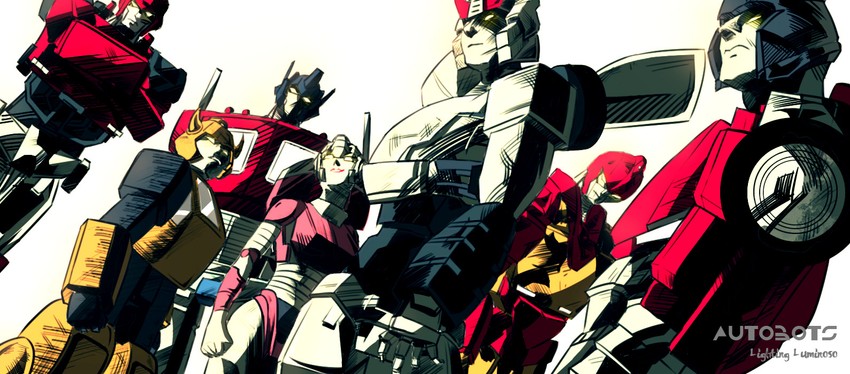 optimus prime, arcee, bumblebee, ironhide, prowl, and 2 more (transformers and 1 more) drawn by liguangze