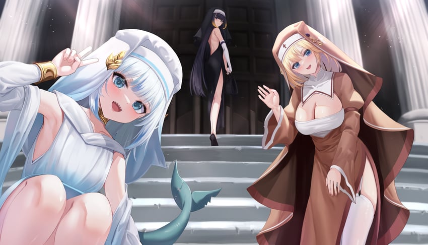gawr gura, ninomae ina'nis, and watson amelia (hololive and 1 more) drawn by kuutamo