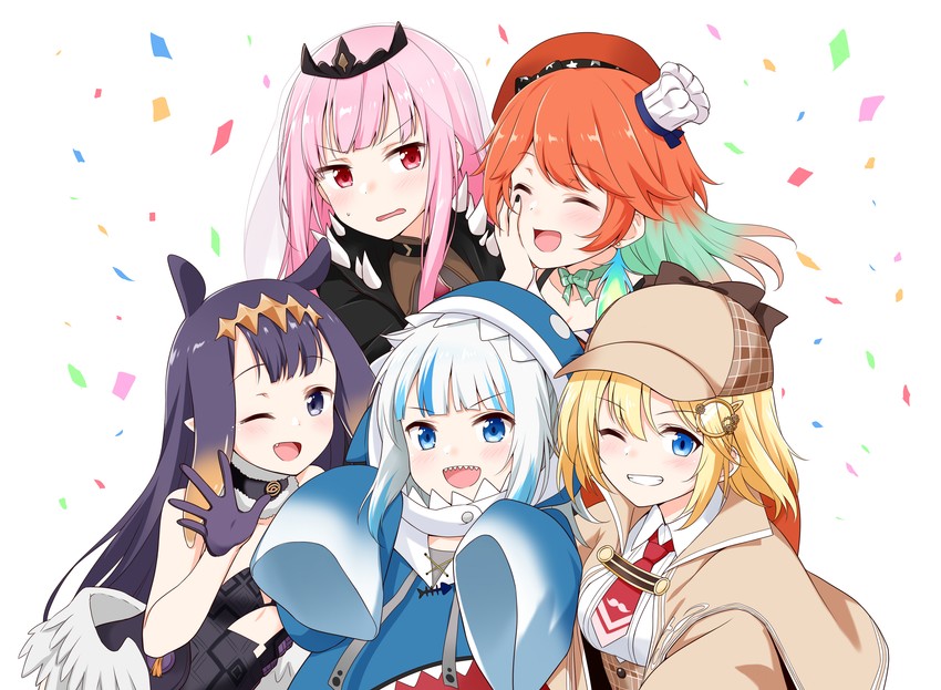 gawr gura, mori calliope, ninomae ina'nis, takanashi kiara, and watson amelia (hololive and 1 more) drawn by felutiahime