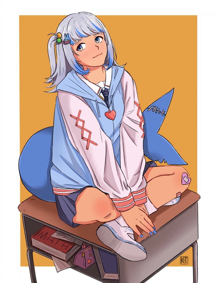 gawr gura (hololive and 1 more) drawn by keiokie
