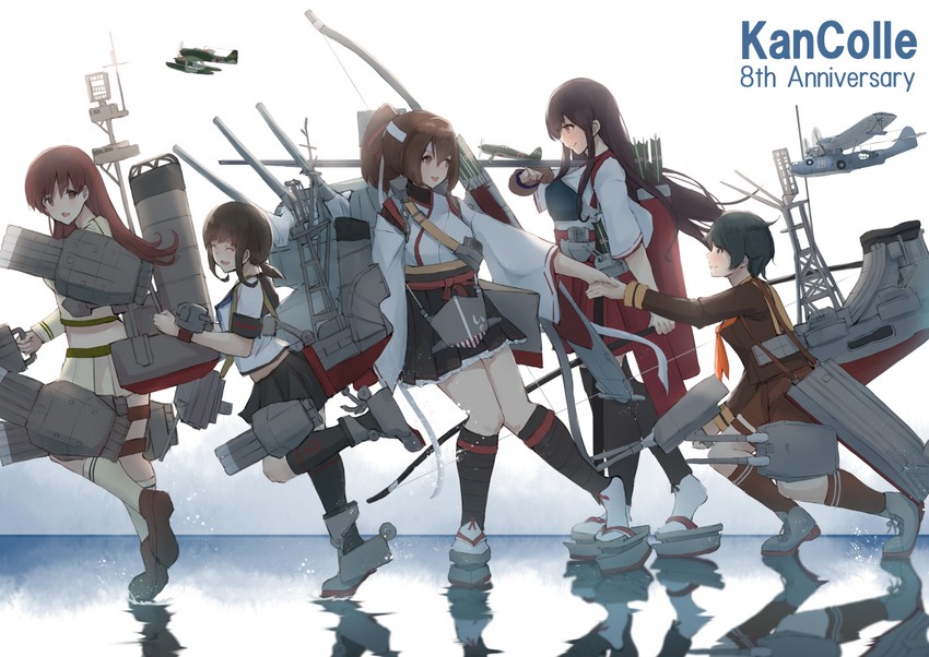 akagi, fubuki, ooi, mogami, ise, and 5 more (kantai collection) drawn by k_jie