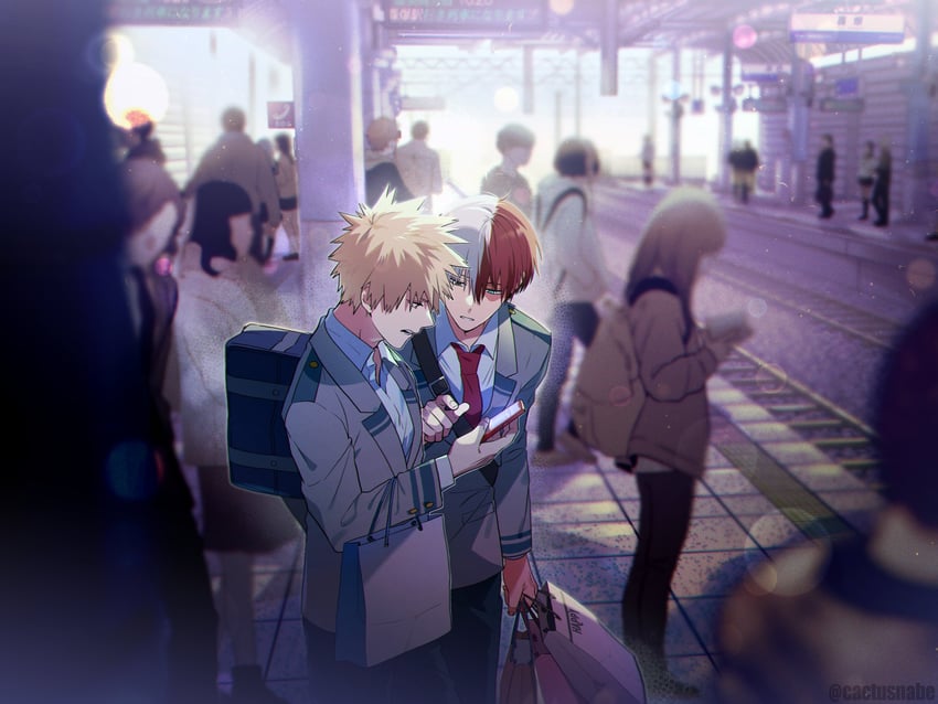 bakugou katsuki and todoroki shoto (boku no hero academia) drawn by cactusnabe