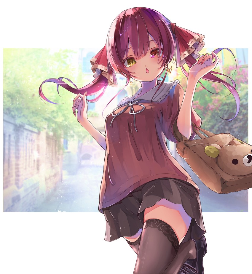 houshou marine and rilakkuma (hololive and 1 more) drawn by ninniku_mashimashi