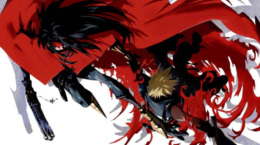cloud strife and vincent valentine (final fantasy and 2 more) drawn by 200_percent