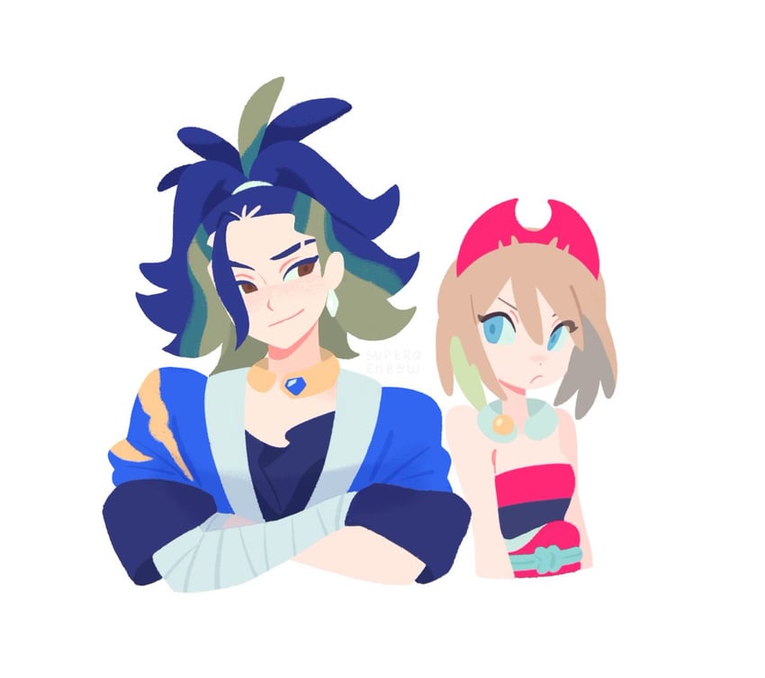 irida and adaman (pokemon and 1 more) drawn by superaenbow