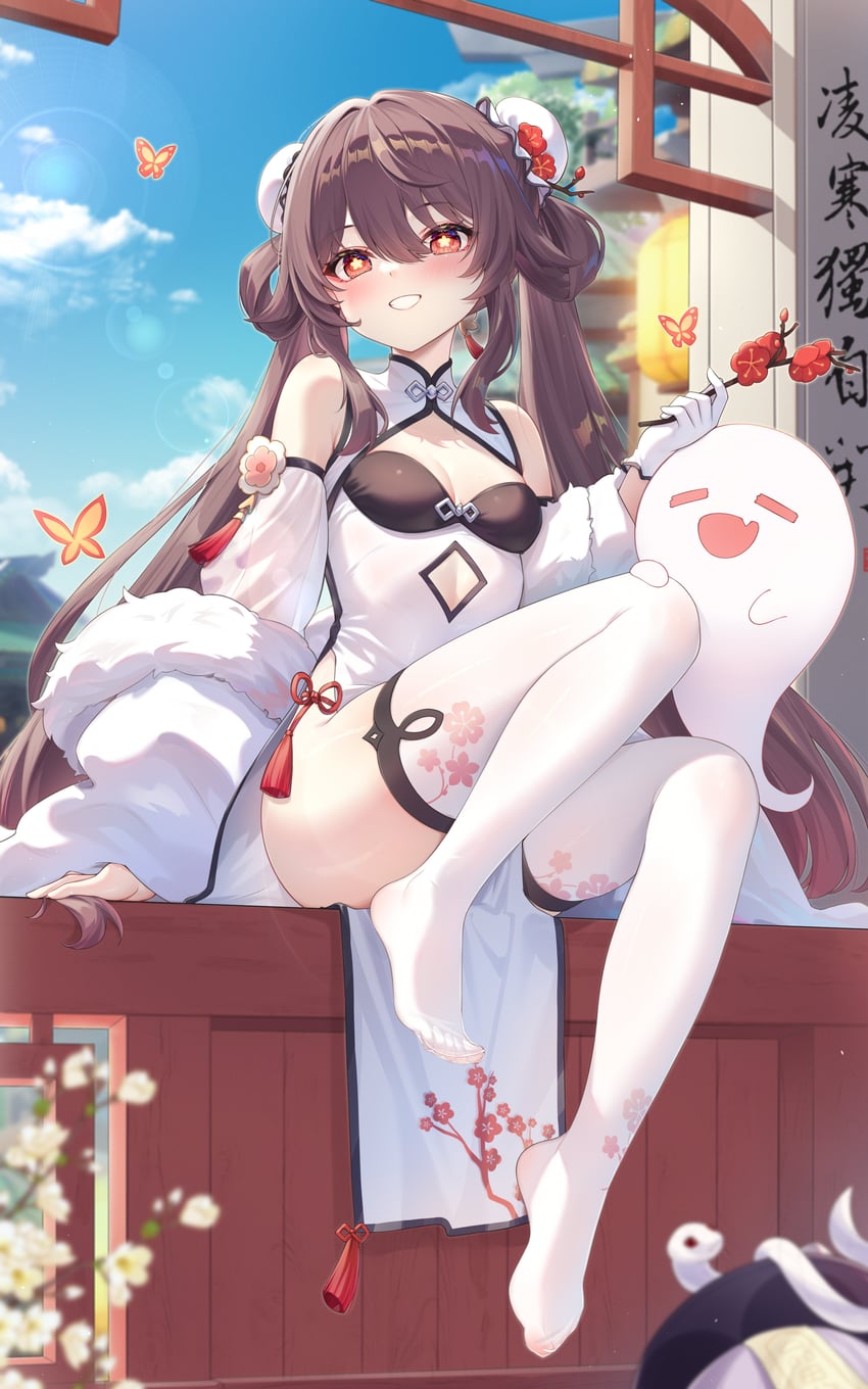 hu tao, boo tao, and qiqi (genshin impact) drawn by kuroida