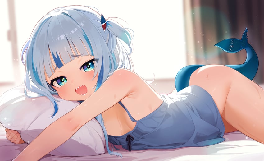 gawr gura (hololive and 1 more) drawn by analog_kenshi_(moto)
