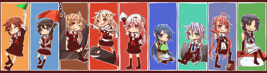 shigure, yuudachi, shigure kai ni, yuudachi kai ni, samidare, and 6 more (kantai collection) drawn by aul