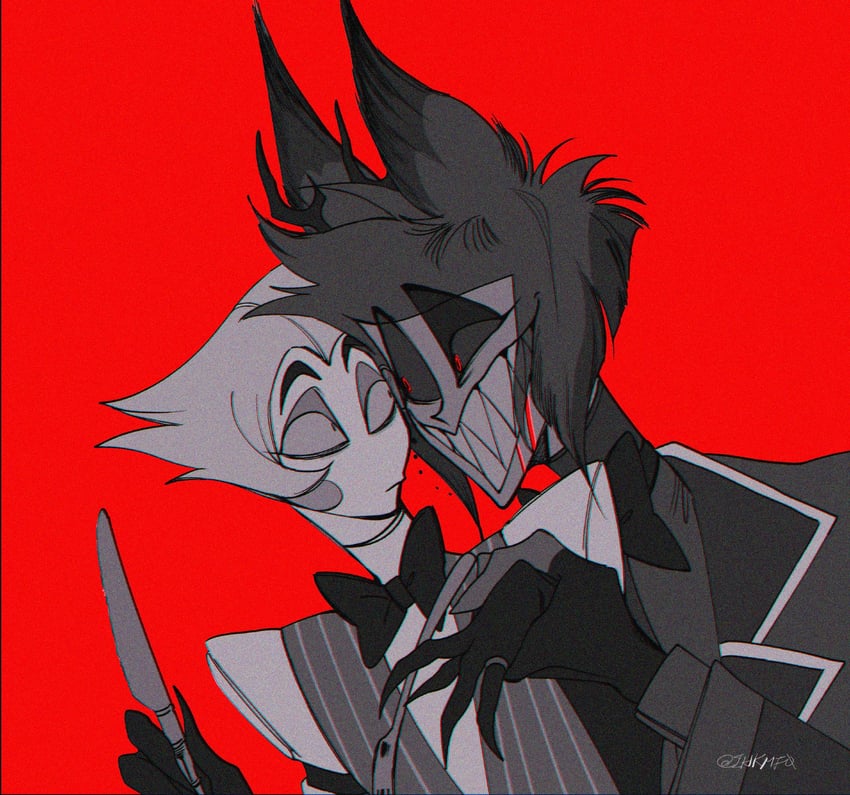 lucifer morningstar and alastor (hazbin hotel) drawn by ihkmf0