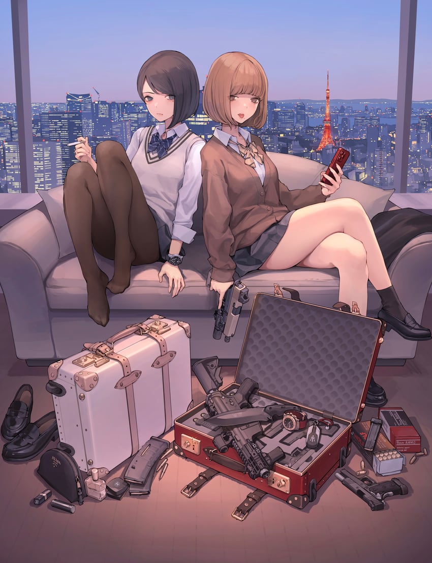 jyakuzure risa and sengakuji misa (chanel and 1 more) drawn by koh_(minagi_kou)