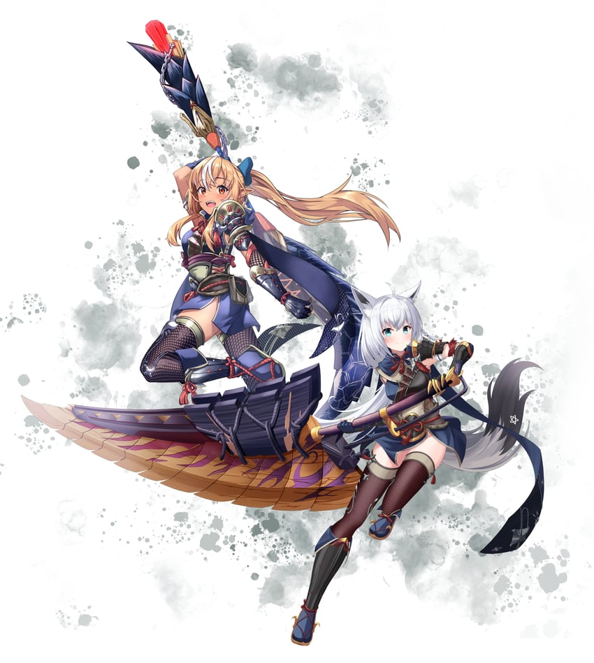 shirakami fubuki and shiranui flare (hololive and 2 more) drawn by comaya and saio425
