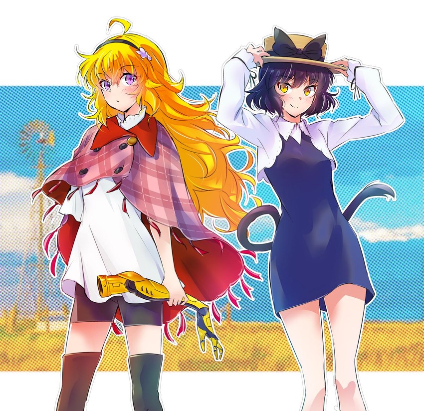 yang xiao long, blake belladonna, jj macfield, and emily thompson (rwby and 1 more) drawn by iesupa