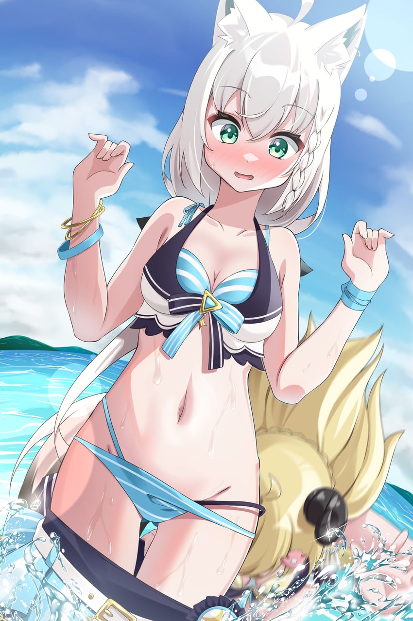 shirakami fubuki and tsunomaki watame (hololive) drawn by aica_61