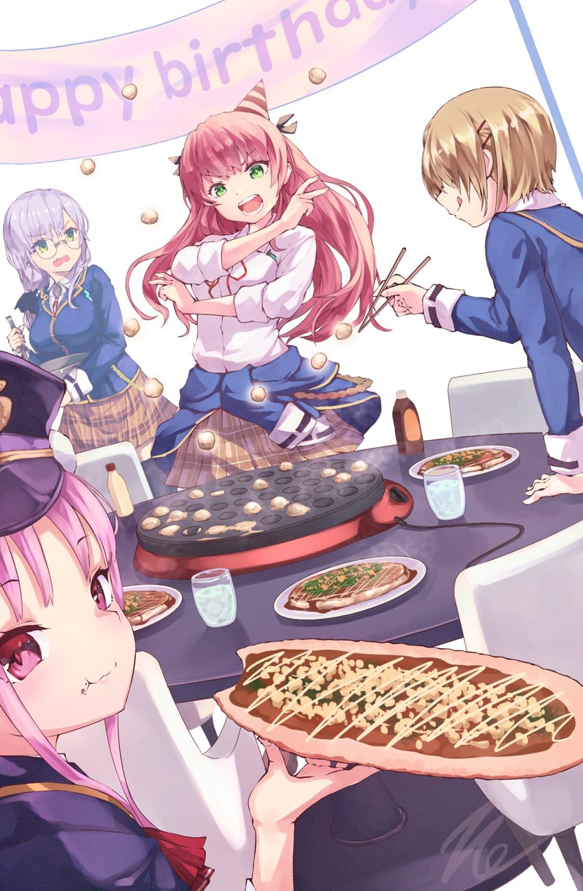 kayamori ruka, izumi yuki, kunimi tama, and aikawa megumi (heaven burns red) drawn by taka.yana