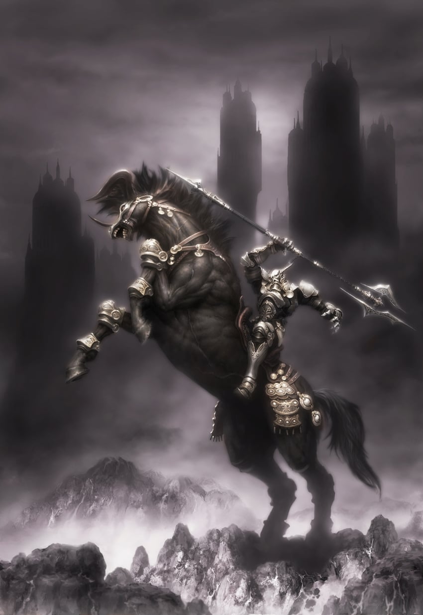odin and sleipnir (final fantasy and 1 more) drawn by aiba_ryosuke