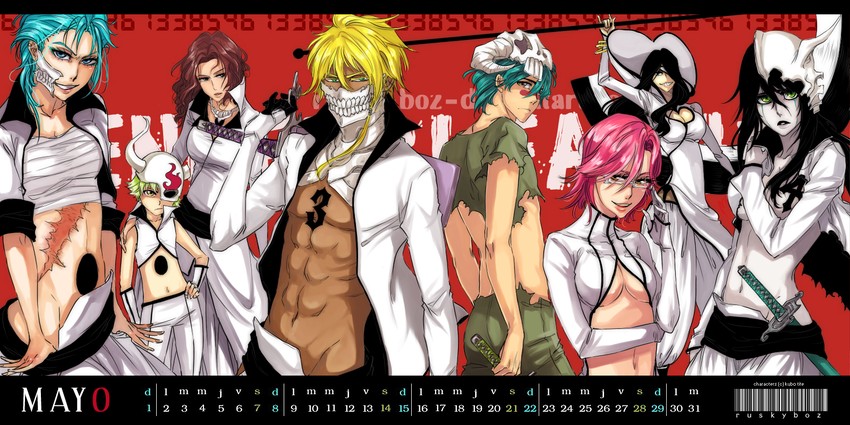 tier harribel, nelliel tu odelschwanck, grimmjow jaegerjaquez, ulquiorra cifer, nnoitra gilga, and 3 more (bleach) drawn by rusky