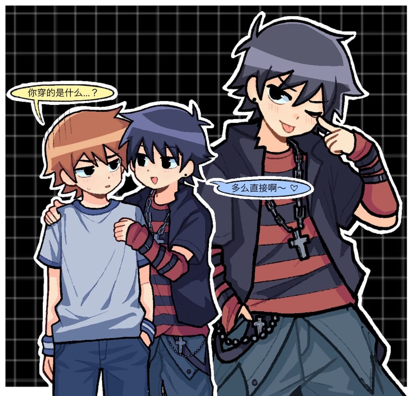 scott pilgrim and wallace wells (scott pilgrim) drawn by re_adamator