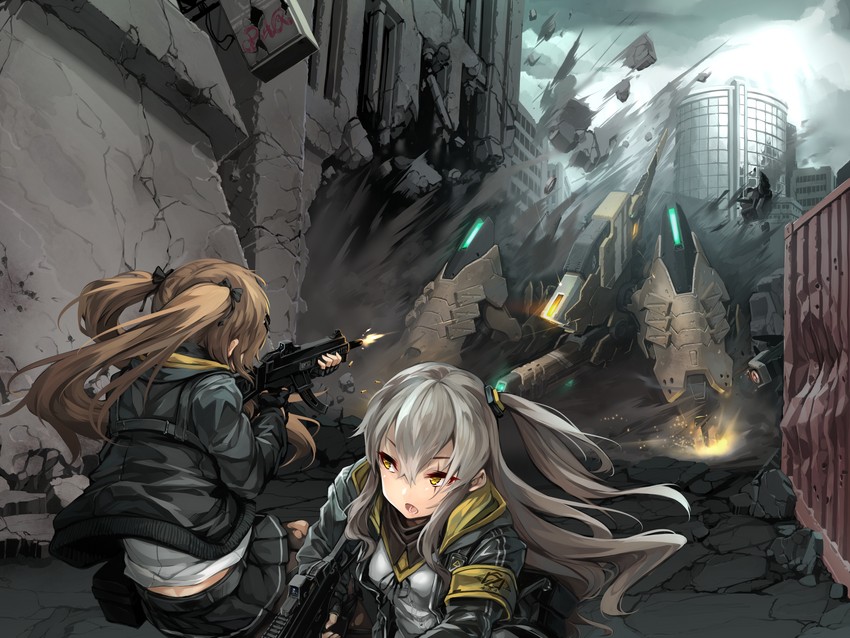 ump45, ump9, dinergate, and manticore (girls' frontline) drawn by usuki_(graygreed)