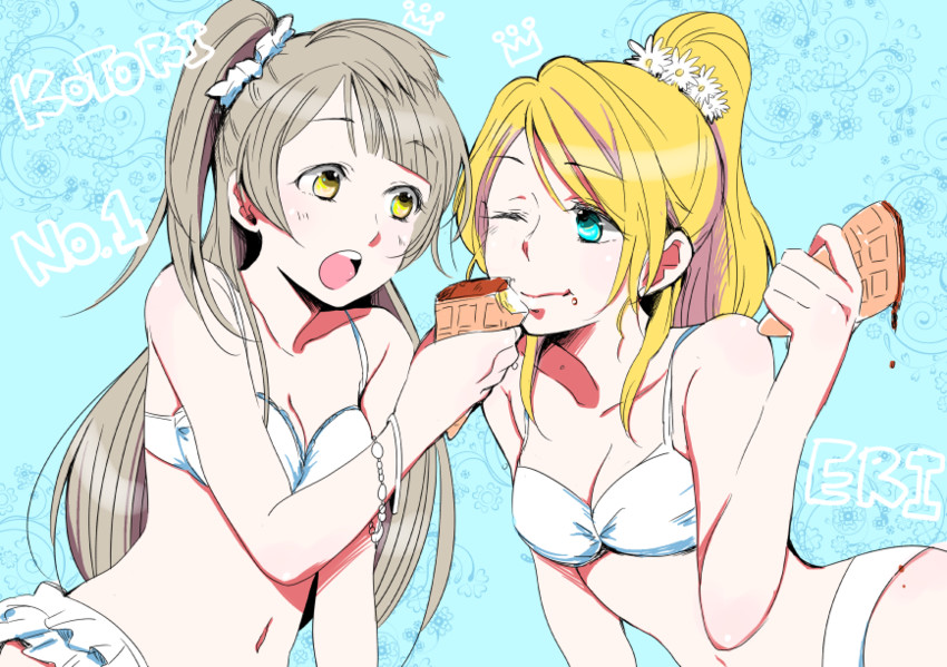 ayase eli and minami kotori (love live! and 1 more) drawn by kitamura_touru