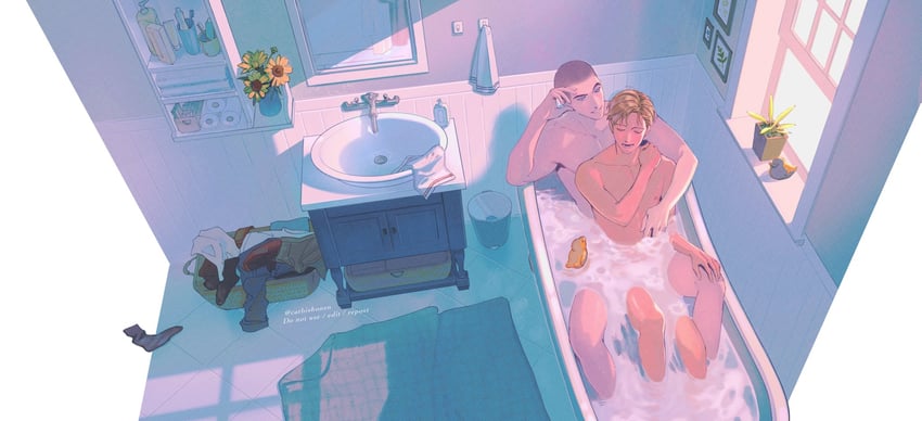 adam parrish and ronan lynch (the raven cycle) drawn by catbishonen