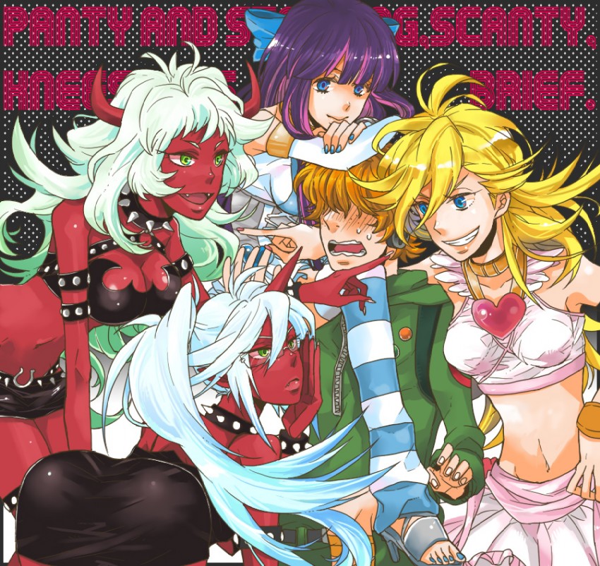 stocking, panty, kneesocks, scanty, and brief (panty & stocking with garterbelt) drawn by chappa_(kaetodo)