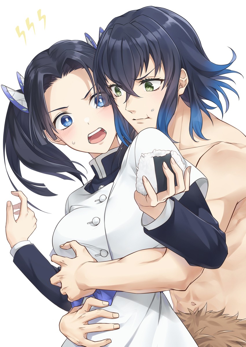 hashibira inosuke and kanzaki aoi (kimetsu no yaiba) drawn by toujou_masateru