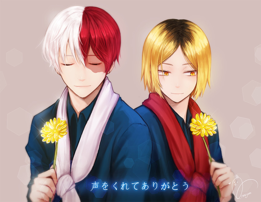 todoroki shoto, kozume kenma, and kaji yuuki (boku no hero academia and 2 more) drawn by ankkoyom