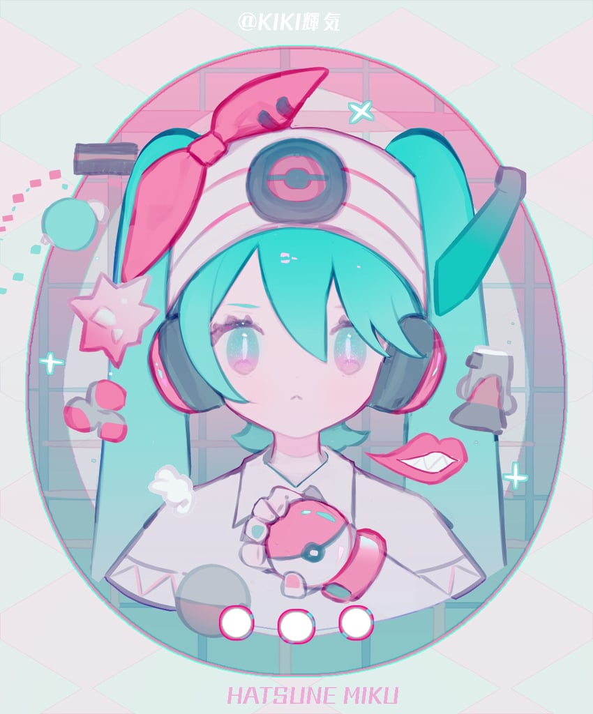 hatsune miku and psychic miku (pokemon and 2 more) drawn by kikihuihui