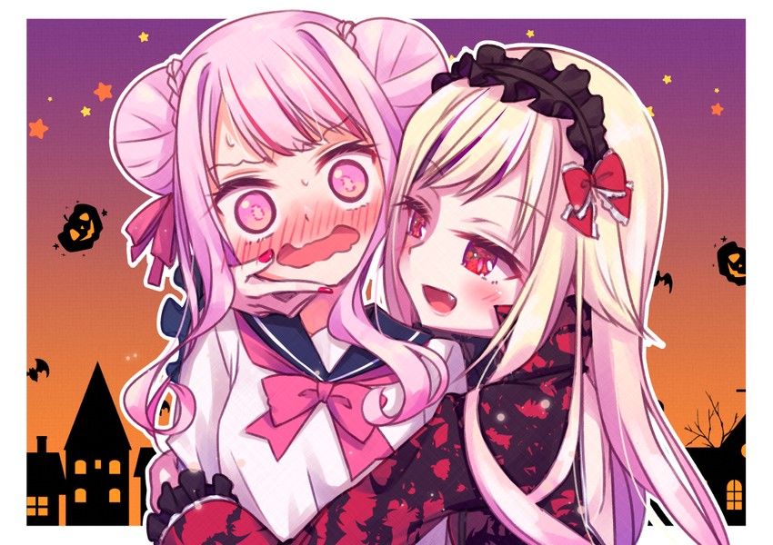 tanaka hime and suzuki hina (himehina channel) drawn by dadada8013