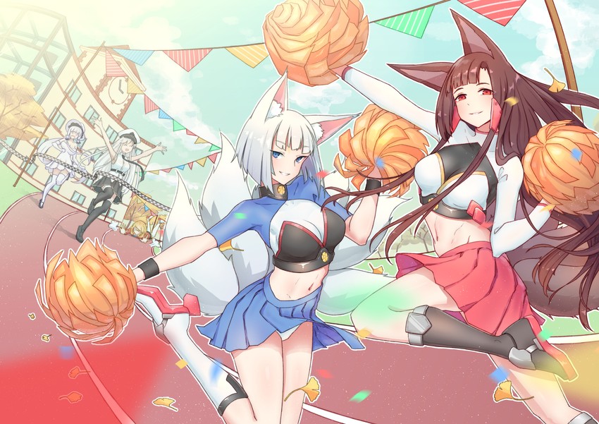 illustrious, kaga, enterprise, akagi, and prince of wales (azur lane) drawn by joyeac