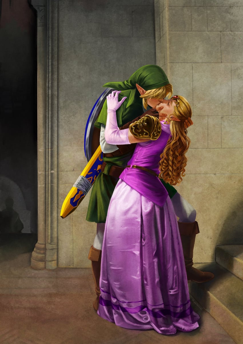 link and princess zelda (the legend of zelda and 1 more) drawn by mochiwei