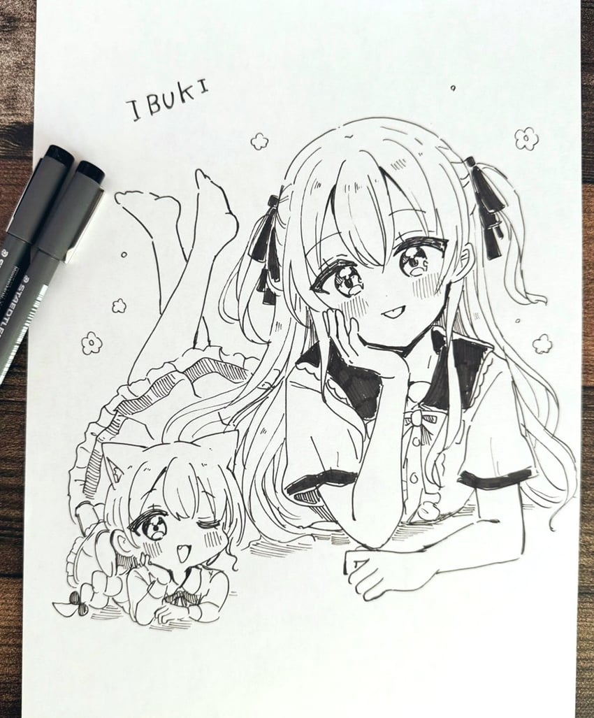 hime and yokomine ibuki (fushigi na neko no machi meltier and 1 more) drawn by sakura_oriko