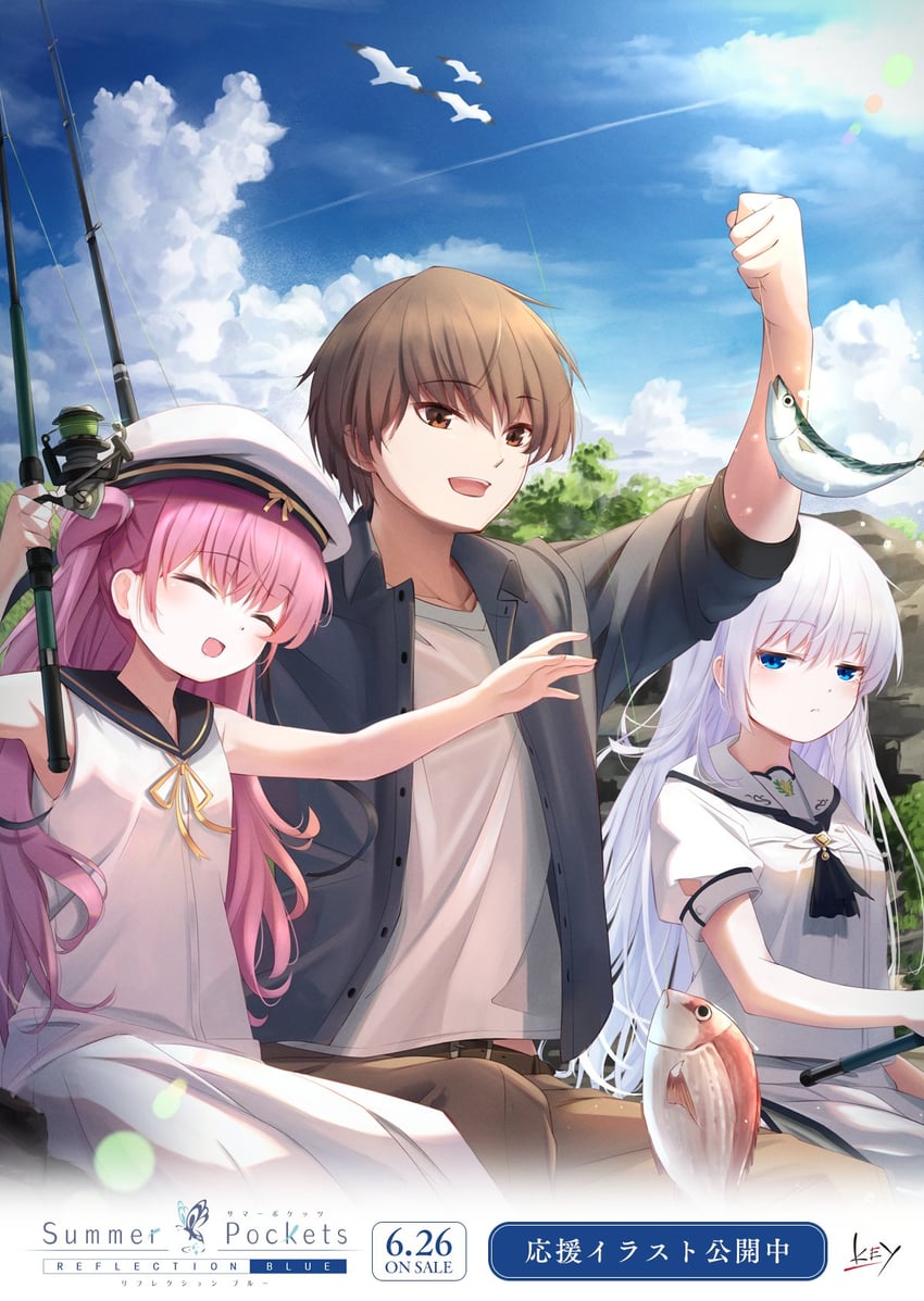 naruse shiroha, katou umi, and takahara hairi (summer pockets) drawn by tagame_(tagamecat)