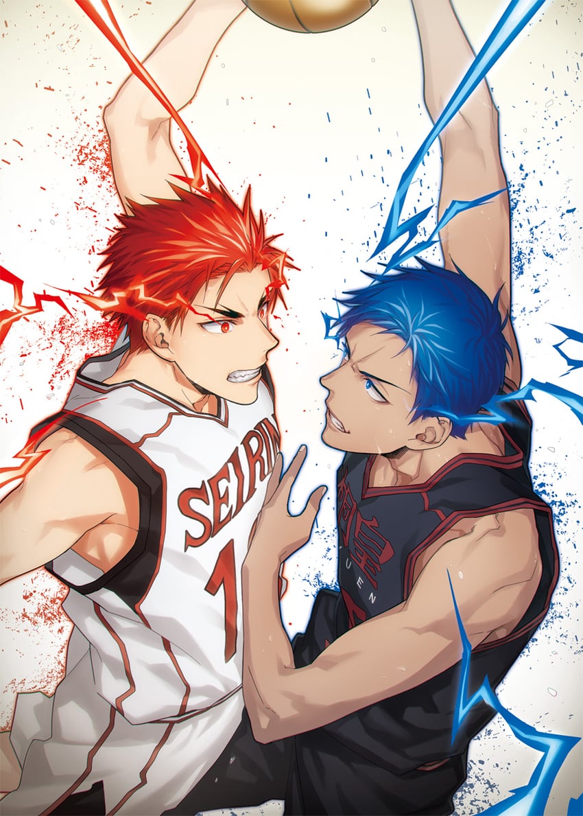 aomine daiki and kagami taiga (kuroko no basuke) drawn by yuuto_(sky_cloister)