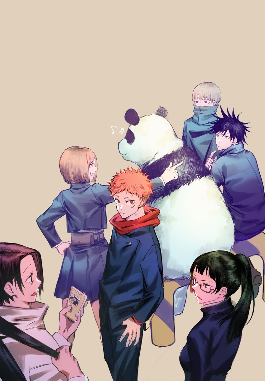 gojou satoru, itadori yuuji, fushiguro megumi, kugisaki nobara, zen'in maki, and 4 more (jujutsu kaisen) drawn by suvin_(mononochi)