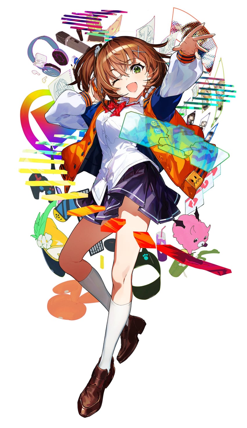 kurogane tama, hidaka reina, seto mitsuki, shirokane aki, haijima ginka, and 2 more (denonbu) drawn by mika_pikazo