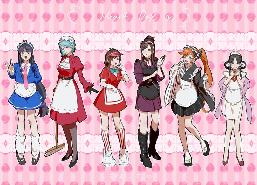 maya fey, franziska von karma, trucy wright, athena cykes, ema skye, and 1 more (ace attorney and 2 more) drawn by nyak_il