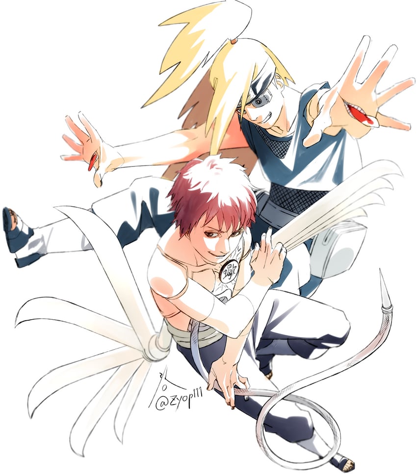 deidara and sasori (naruto and 1 more) drawn by zifletts