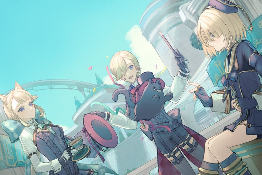 lynette, lyney, freminet, and rosseland (genshin impact) drawn by myao