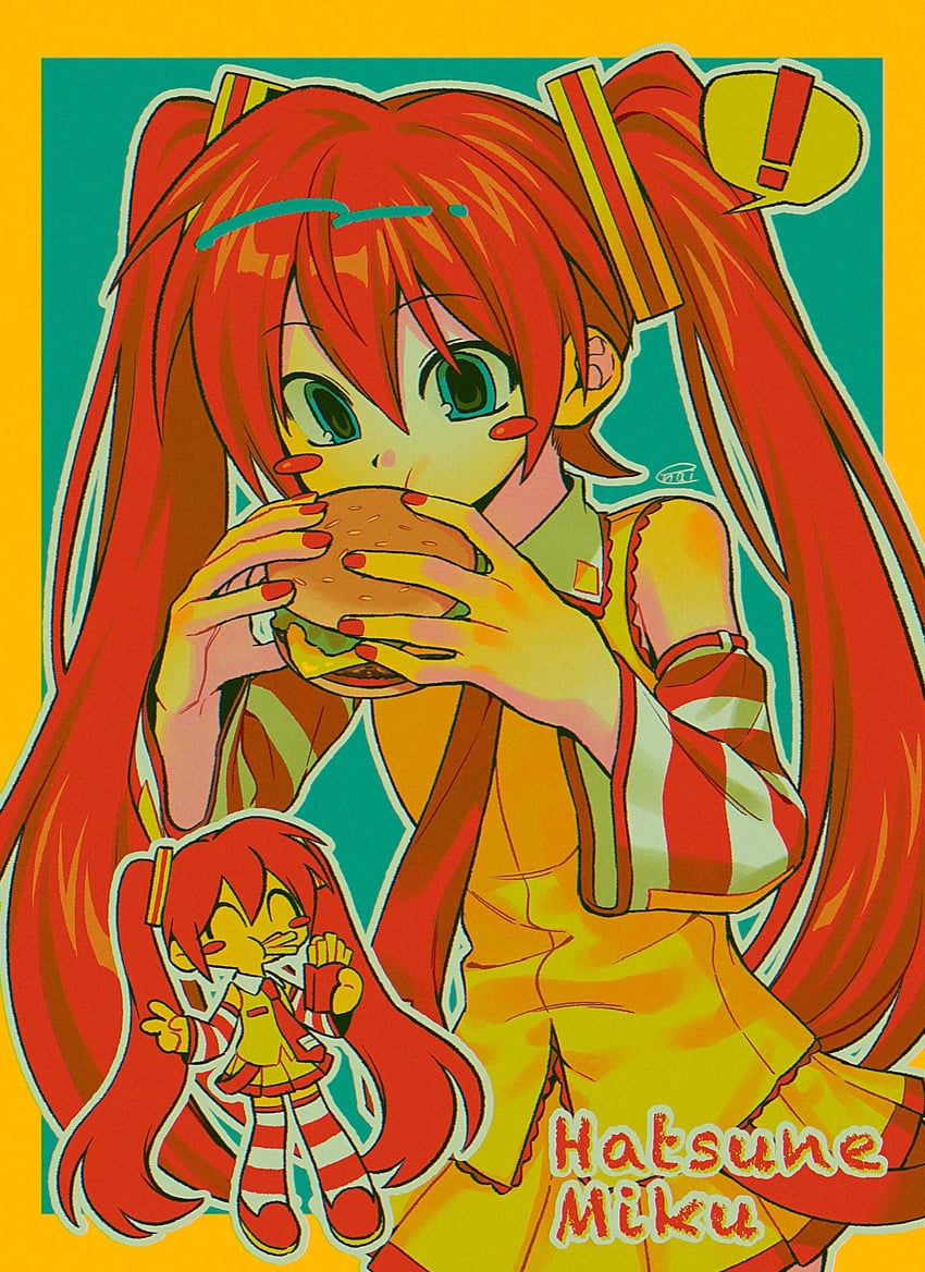 hatsune miku and ronald mcdonald (vocaloid and 1 more) drawn by menma_(enaic31)