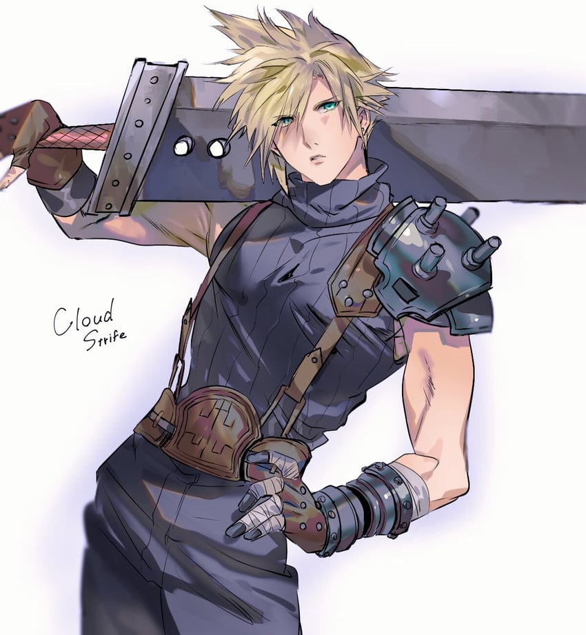 cloud strife (final fantasy and 1 more) drawn by mikuroron