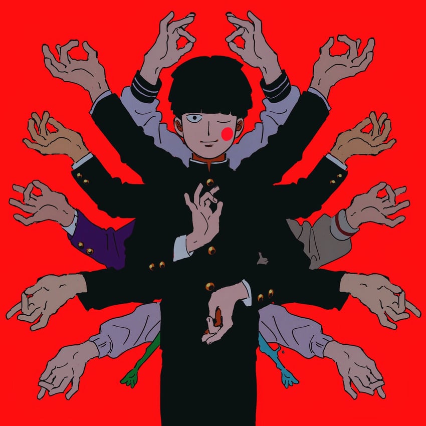 kageyama shigeo, reigen arataka, kageyama ritsu, ekubo, and hanazawa teruki (mob psycho 100) drawn by umkaqryi
